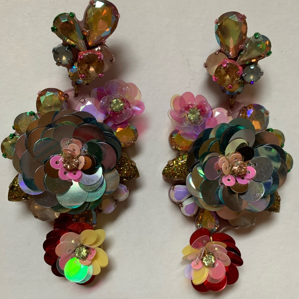 J.Crew Blooming Sequin Paillette Earrings